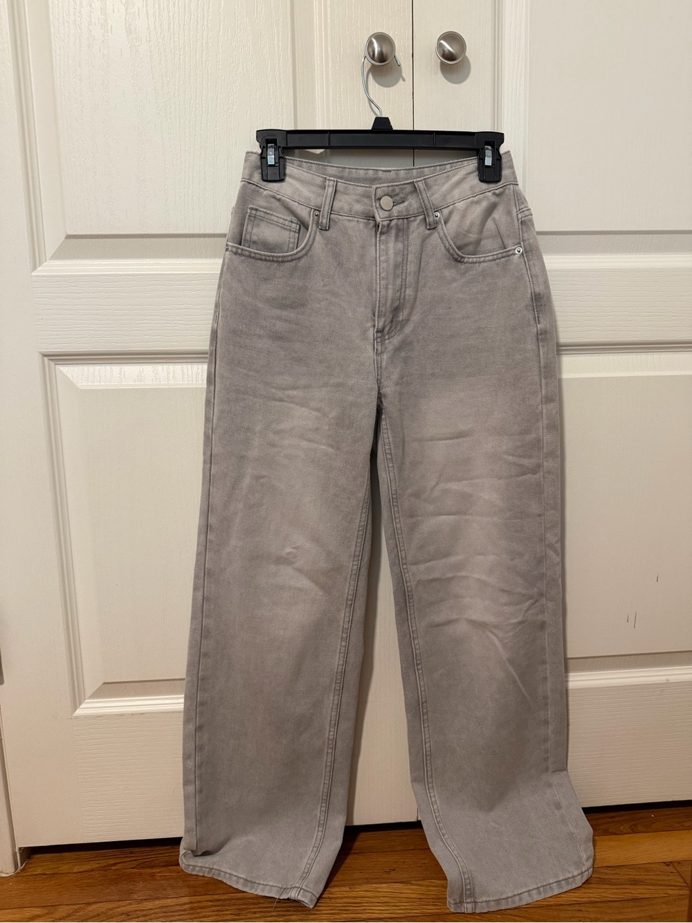 High-Rise Wide Leg Jeans in Light Gray